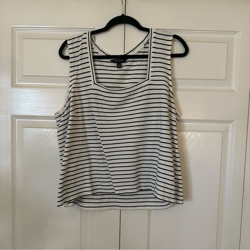 Banana Republic Black and White Striped Tank Top